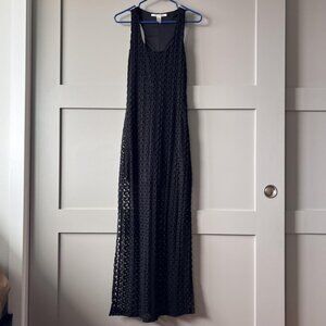 American Rag Dress Womens Small Black Crochet Sleeveless Maxi Lined Boho Beach